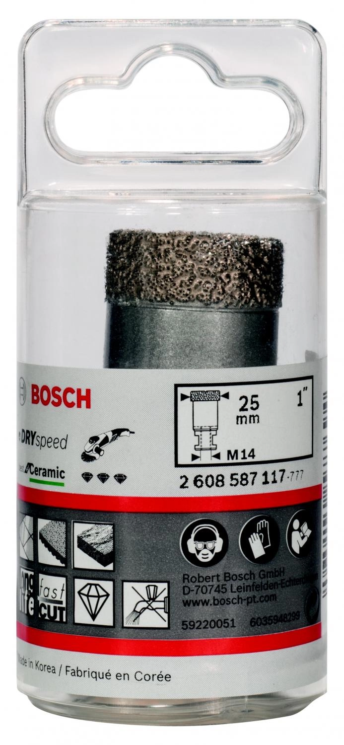 Коронка алмазная BOSCH Ф25х35мм М14 (DRY SPEED 2608587117)