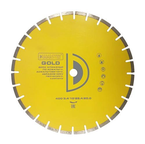 Диск сегментный GOLDEN TYPE д. 400*25,4/20,0 (40*3,0*10)мм | 28z/асфальт/wet DIAMASTER