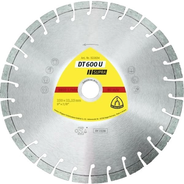 Алмазный диск KLINGSPOR 180X2,6X22,23/22K/9/S/DT/SUPRA/DT600U