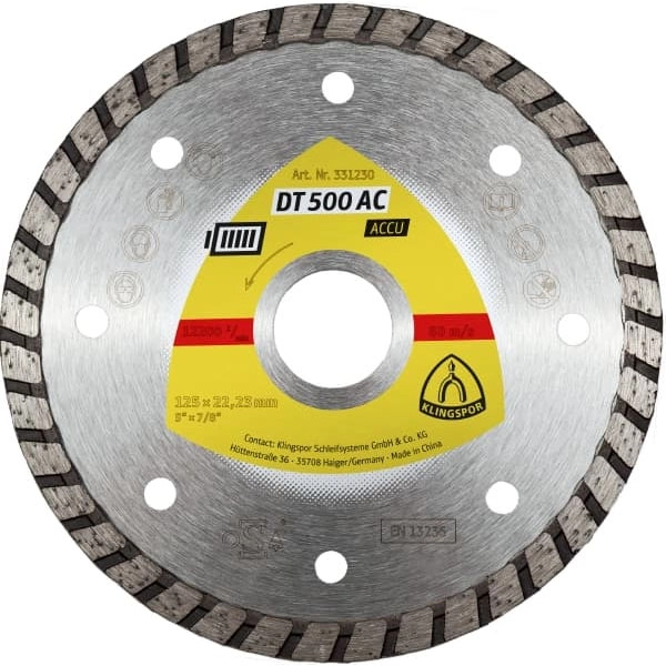 Алмазный диск KLINGSPOR 125X1,9X22,23/GRT/7/S/DT/SUPRA/DT500AC