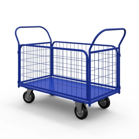 фото тележка платформенная с сетчатыми бортами тс 6 (800х1200) г/п 450 кг.160 черная резина