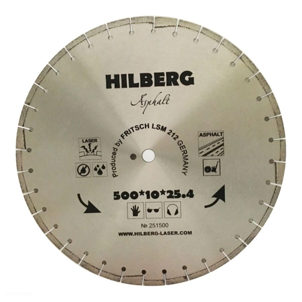 Диск алмазный HILBERG ASPHALT LASER 500 мм (сегментный, с защитным зубом)