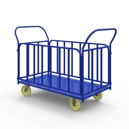 фото тележка платформенная с трубчатыми бортами тб 6 (800х1200) г/п 500 кг.200 чугун/полиуретан
