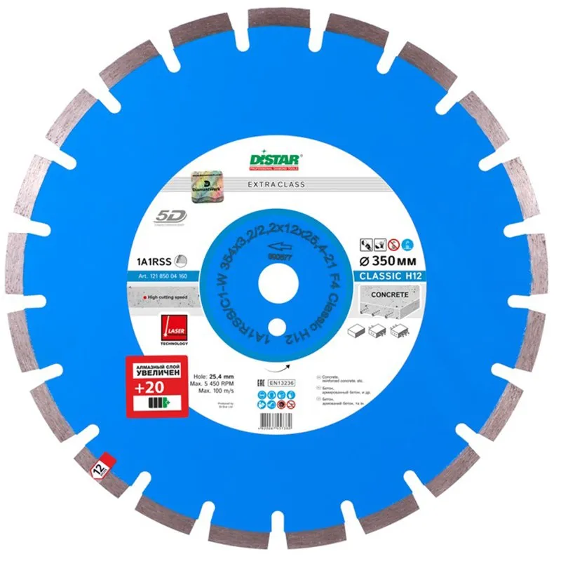 Алмазный диск ADTNS 1A1RSS/C3-W 450X3,8/2,8X12X25,4-32 F4 CLG 450/25,4 RS-M