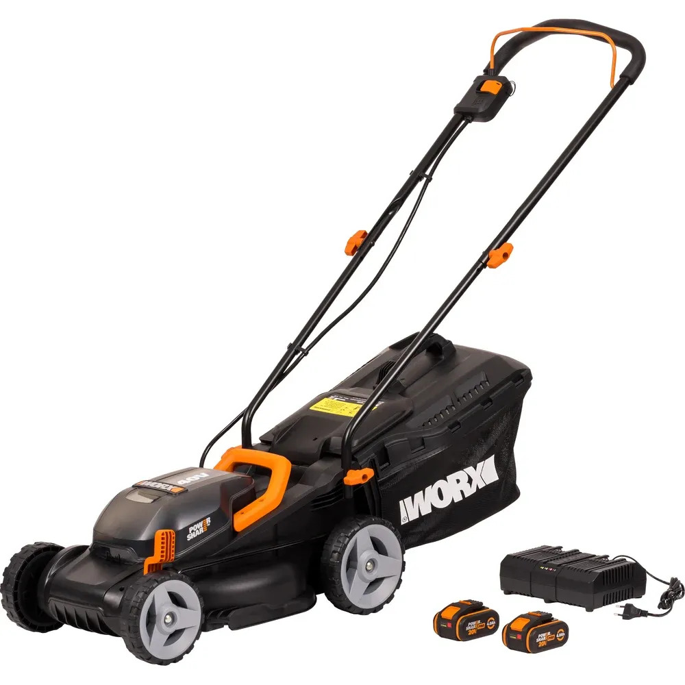фото аккумуляторная газонокосилка worx wg779e.1